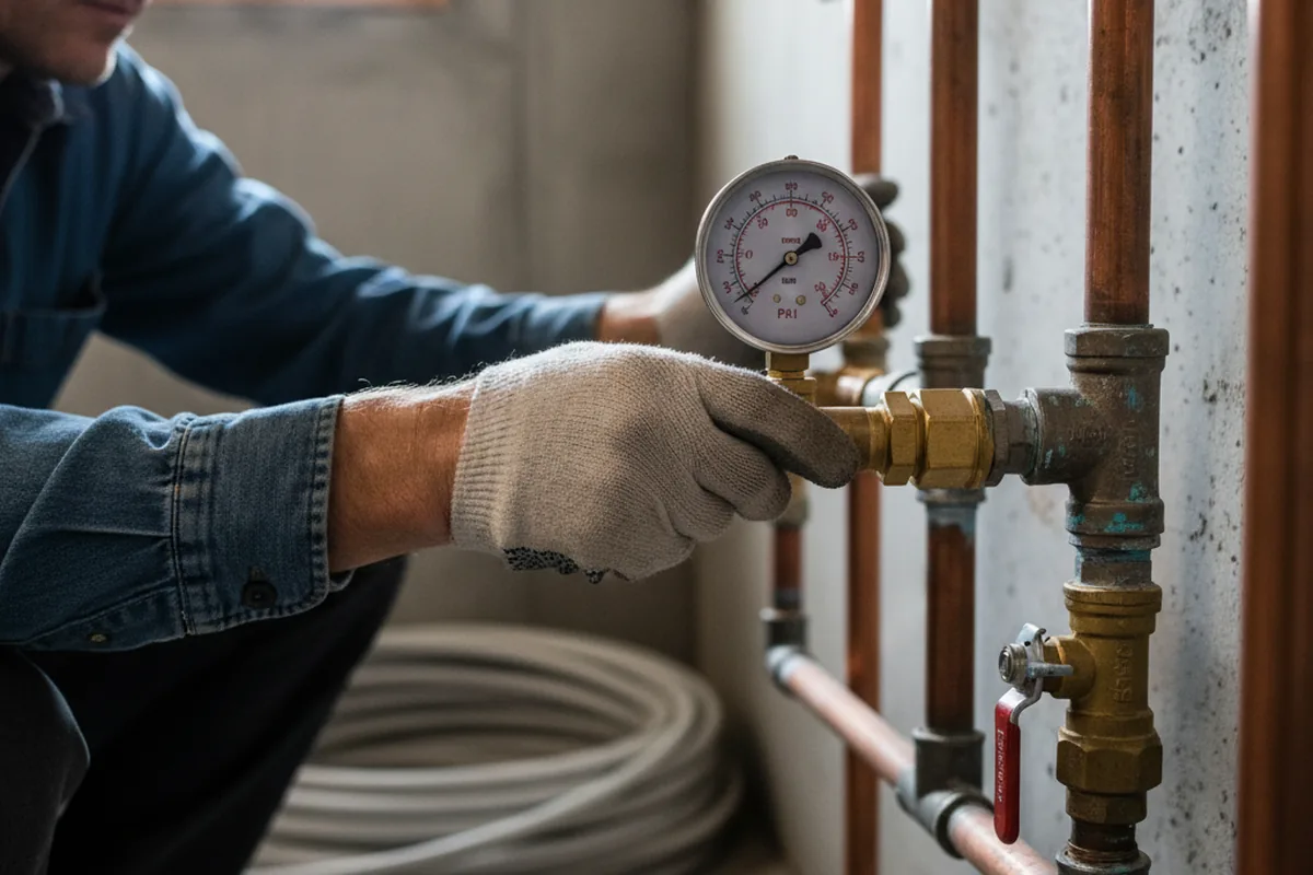 Pressure testing a repaired line during Water Line Repair in Kitzmiller